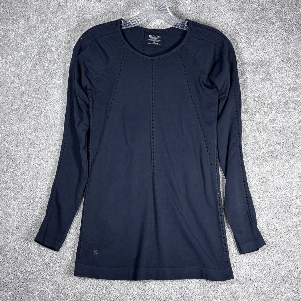 Athleta XS Black Long Sleeve Top Lightweight Athletic Training Shirt